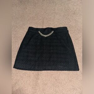 Mango tweed mini skirt with gold chain